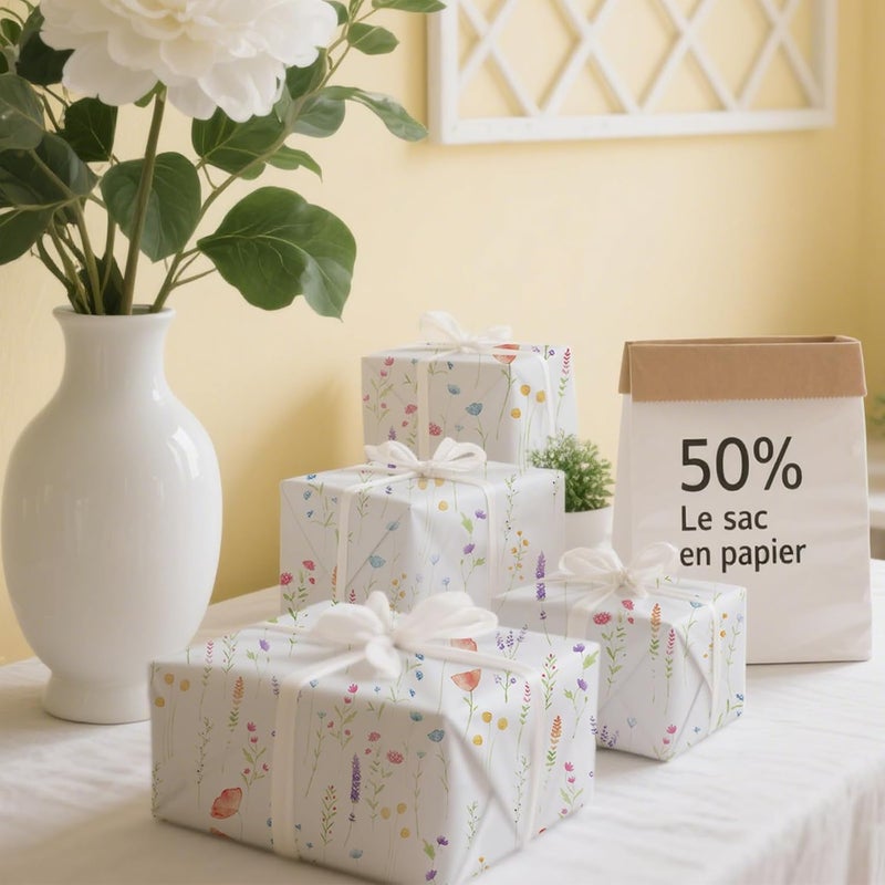Ethanberg 60 Sheets Gift Wrapping Tissue Paper Bulk, Purple Lavender Wildflower Tissue Paper for Gift Bags, Decorative Art Papers for DIY Crafts Wedding Birthday Baby Showers Holiday Party Decor, 20x14 Inches - Image 5